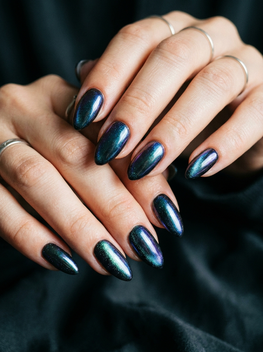 Iridescent Oil-Slick Nails